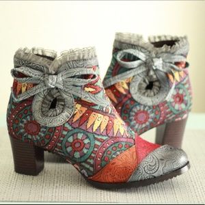 SOCOFY Lace Bowknot Genuine Leather Boots (NEW)